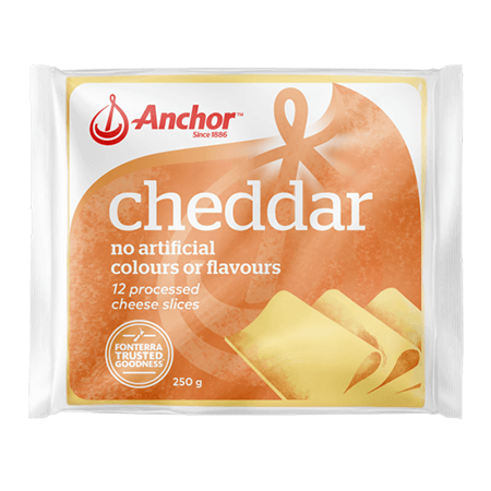 Anchor Processed Cheese Individually Wrapped Cheddar Pack 250g