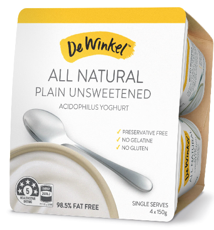 De Winkel Yoghurt Plain Unsweetened 4 Pack 4x125g