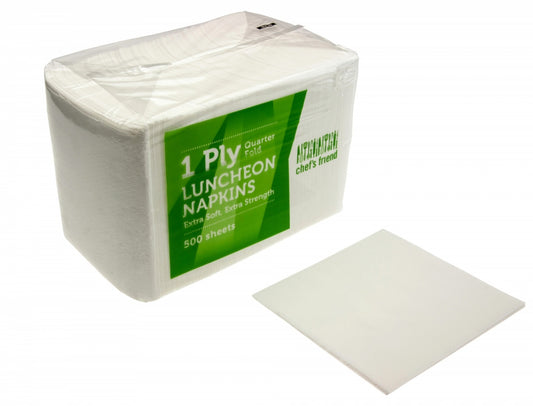 Luncheon Napkins - White - 1/4 fold 1ply -  pack of 500