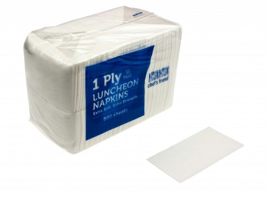 Luncheon Napkins - White - 1/8 fold 1ply -  pack of 500 (Copy)