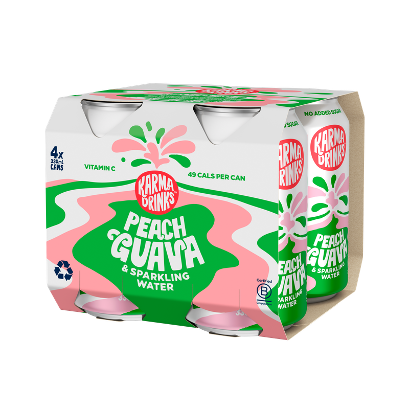 Karma Sparkling Water Peach Guava zero sugar 4 pack