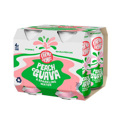 Karma Sparkling Water Peach Guava zero sugar 4 pack