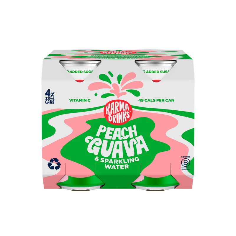 Karma Sparkling Water Peach Guava zero sugar 4 pack