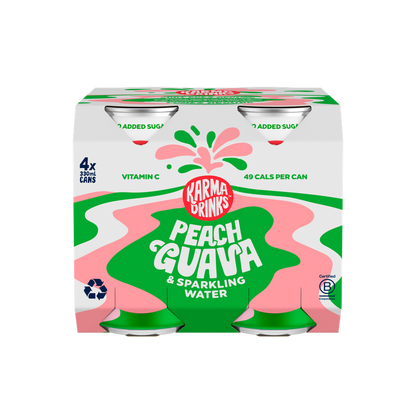 Karma Sparkling Water Peach Guava zero sugar 4 pack